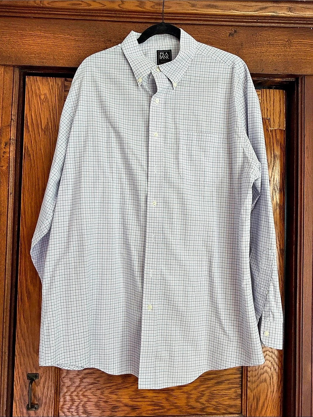 Jos. A. Bank Traveler Checkered Cotton Button Down Size Large Like New